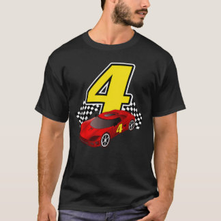 4 Jahre alte Rennwagen Sportwagen Geburtstag Junge T-Shirt