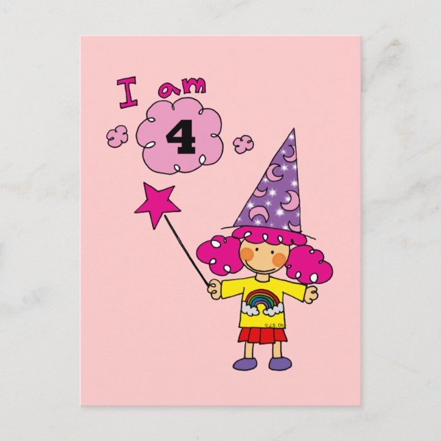 4 Jahre alte Zauberfrau Postkarte (Vorderseite)