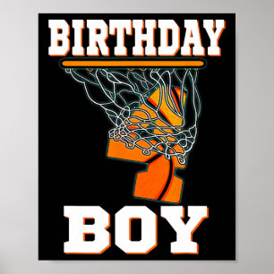 4 Jahre alter Basketball Boy 4. Geburtstag Party C Poster