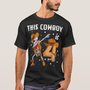 4 Jahre alter Cowboy Western Dabbing Skeleton 4. B T-Shirt