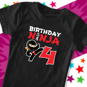 4 Jahre alter Karate Ninja Party Kinder 4. Geburts T-Shirt