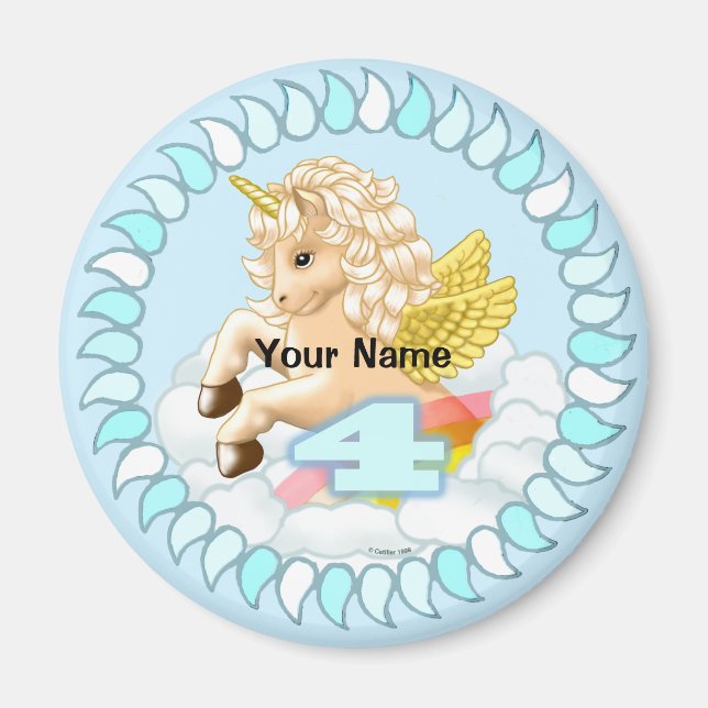 4 Jahre alter Unicoron-Magnet Magnet (Vorne)