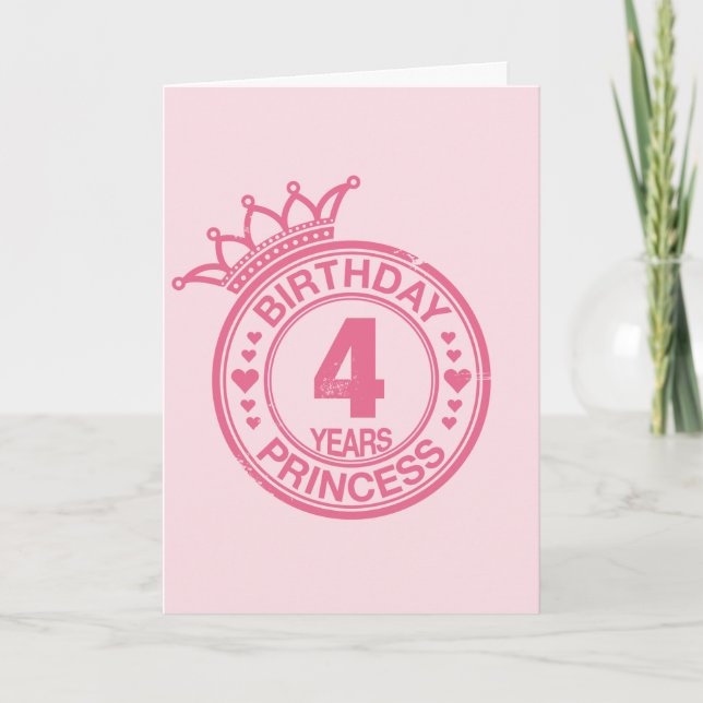 4 Jahre - GeburtstagsPrinzessin - rosa Karte (Vorderseite)