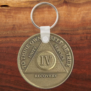 4 Jahre INDIVIDUELLE NAME Sober Medallion Schlüsselanhänger