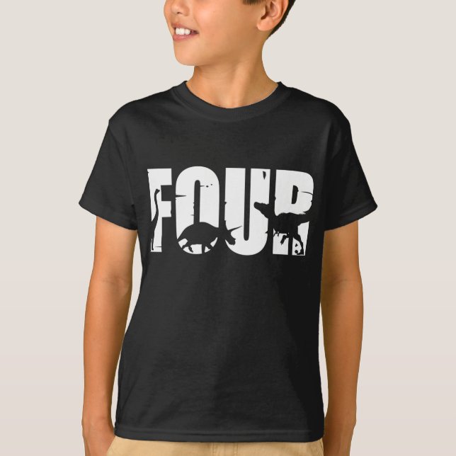 4 Jahre Junge Dinosaurier T Rex Geschenk 4. B T-Shirt (Vorderseite)