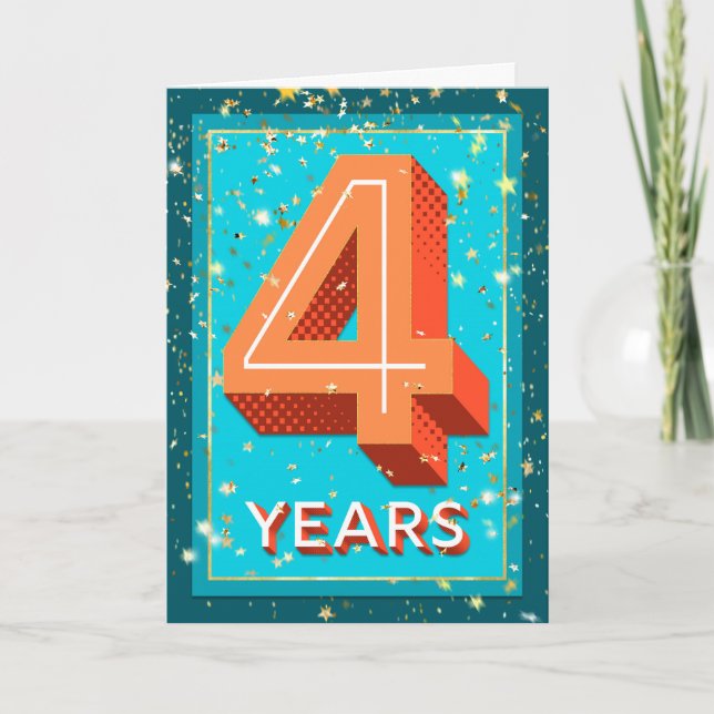 4 Jahre Mitarbeiterjubiläum - Fettzahl Karte (Vorderseite)
