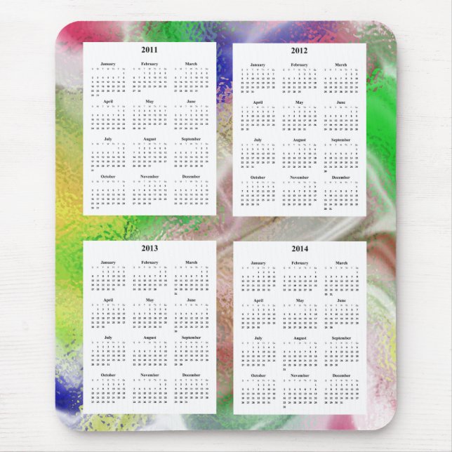 4-Jahres-Kalender über den Hintergrund für das Des Mousepad (Vorne)