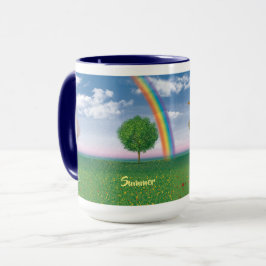 4 Jahreszeiten mit textgroßer Combi-Kaffee-Tasse Tasse