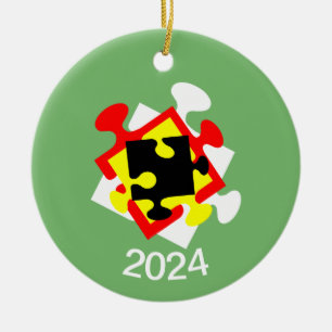 4 Jigsaw Pieces Keramik Ornament