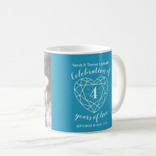 4. Jubiläum blaues Topaz-Foto Kaffeetasse