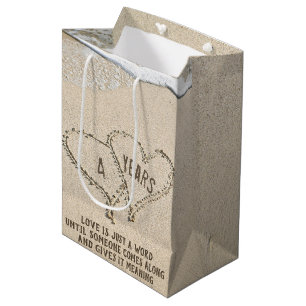 4. Jubiläums Strand Herzen Medium Geschenktasche Mittlere Geschenktüte