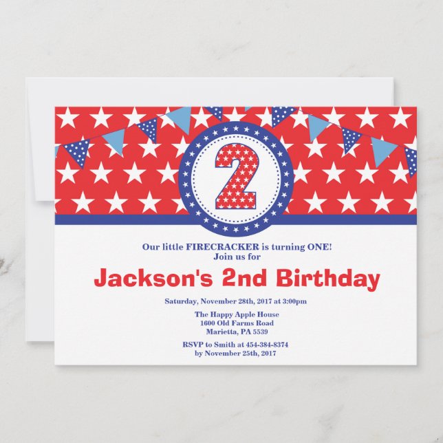 4 juillet 2e Invitation d'anniversaire (Devant)