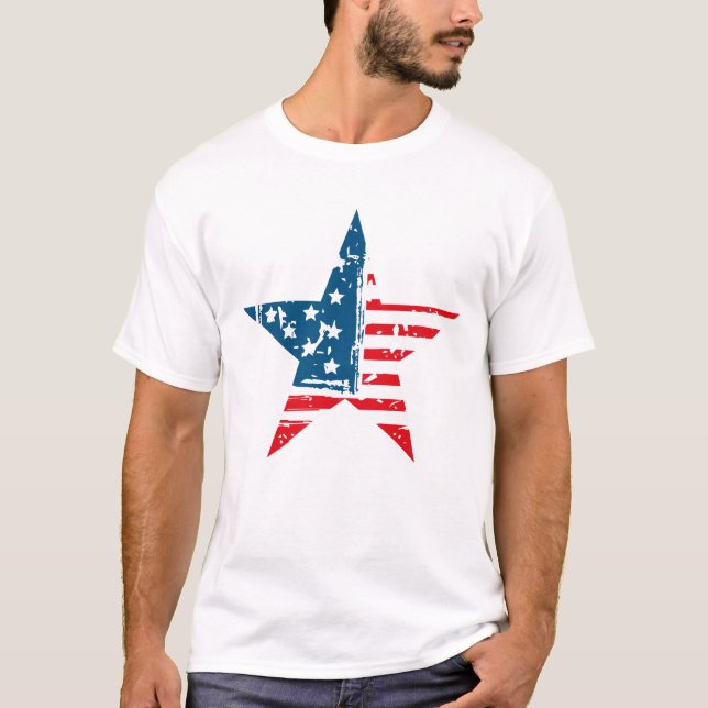 4 Juillet American Flag Grunge Tshirt (Devant)