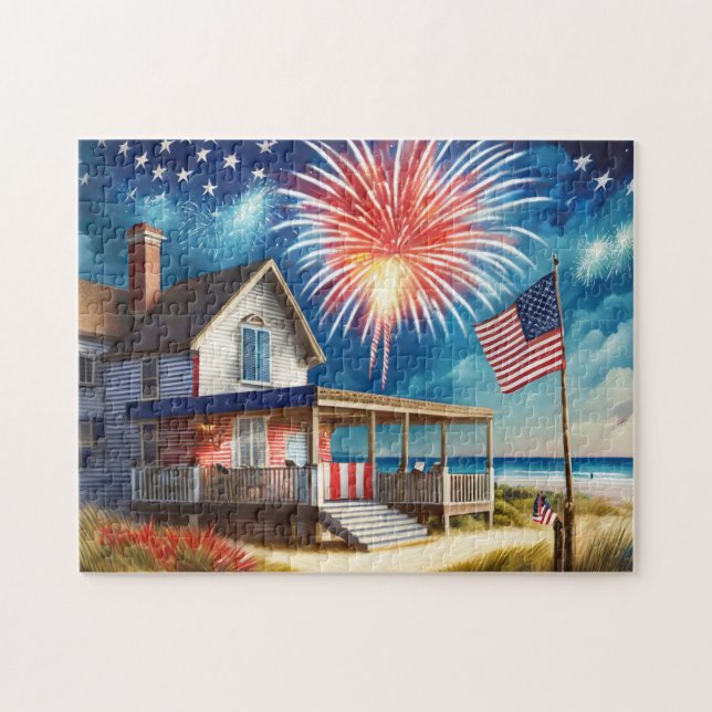 4 juillet Art Easy Cerveau Art Puzzle Photo Puzzle (Horizontal)