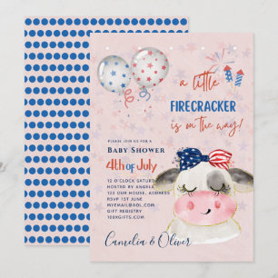 4 juillet BABY SHOWER INVITATION Firecracker Cow