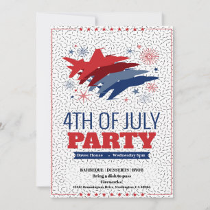 4 juillet Barbeque Party Invitation Jets Planes