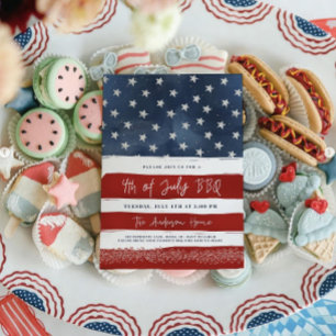 4 juillet BBQ Invitation Editable Red White Blu