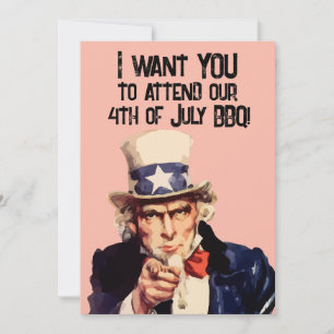 4 JUILLET BBQ ONCLE MÊME PARTI Invitations