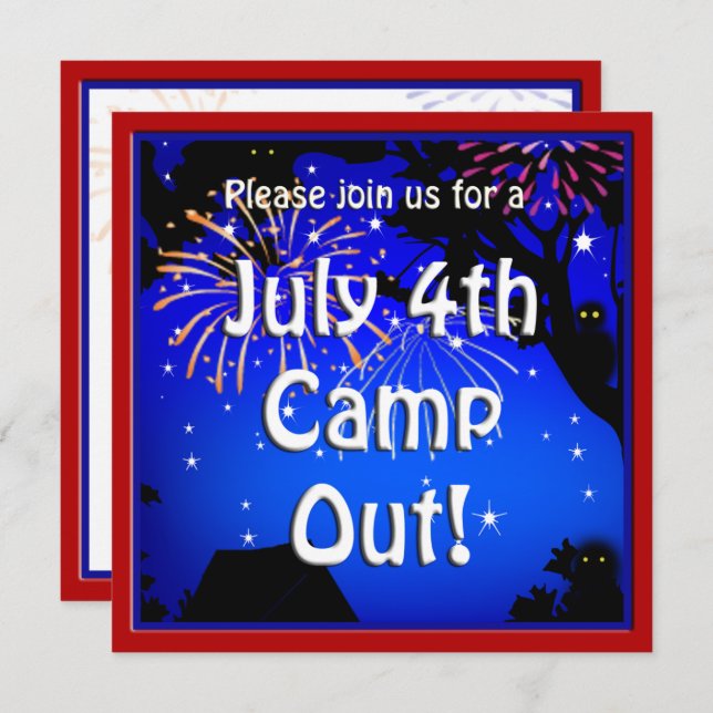 4 juillet Camp Out Invitation (Devant / Derrière)
