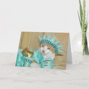 4 juillet carte orange patriotique de chat