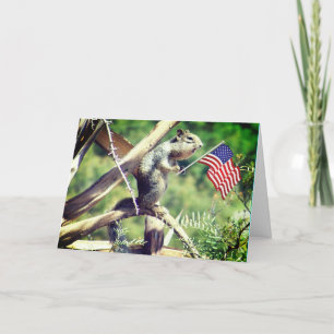 "4 juillet !" Carte Patriotique Squirrel Holiday