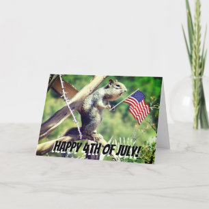 "4 juillet !" Carte Patriotique Squirrel Holiday