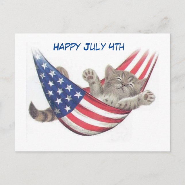 4 juillet Carte postale Fête du chat (Devant)