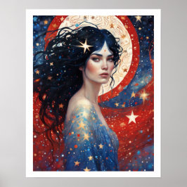 4 juillet Femme dans les feux d'artifice Art déco