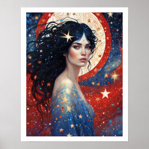 4 juillet Femme dans les feux d'artifice Art déco