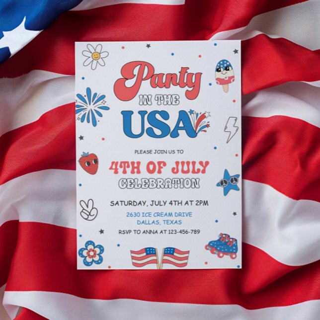 4 juillet Fête d'anniversaire aux USA Invitation (Créateur téléchargé)
