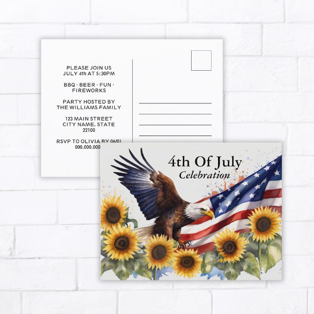 4 juillet Fête de la fête du barbecue Invitation (4th Of July Celebration BBQ Party Invitation Postcard
)