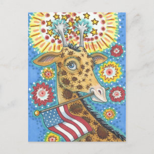 4 JUILLET GIRAFFE PATRIOTIQUE, CARTE POSTALE DE VA