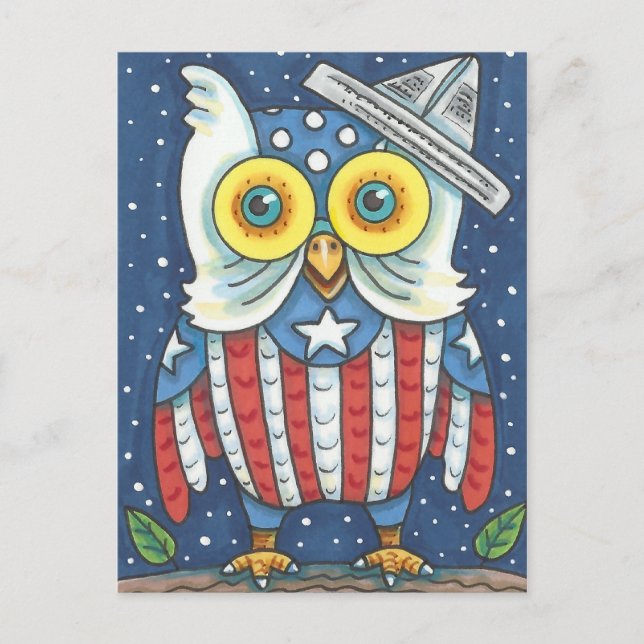 4 juillet HIBOU AMÉRICAIN, OISEAU, CARTE POSTALE (Devant)