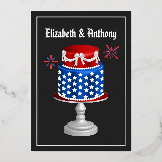4 juillet Indépendance Mariage Foil Invitation (Recto)