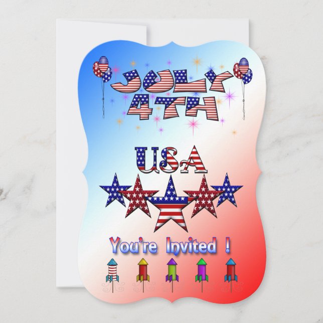 4 juillet Invitation à la fête des États-Unis (Devant)