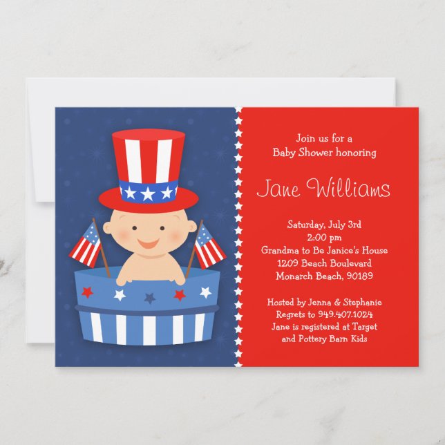 4 juillet invitation de baby shower (Devant)