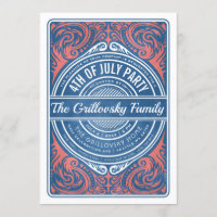 4 juillet Invitations BBQ Rouge Blanc & Bleu