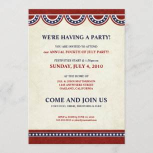 4 juillet invitations de partie du Jour de la