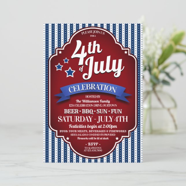 4 juillet Invitations du BBQ Party (Debout devant)