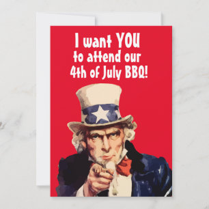 4 juillet INVITATIONS DU PARTI DE BBQ UNCLE SAM