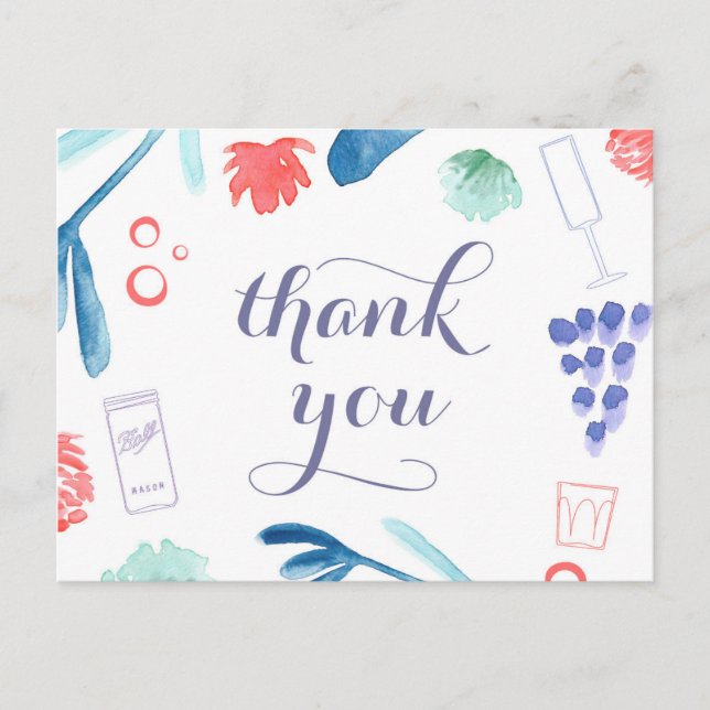 4 juillet merci carte postale, étoiles et rayures (Devant)