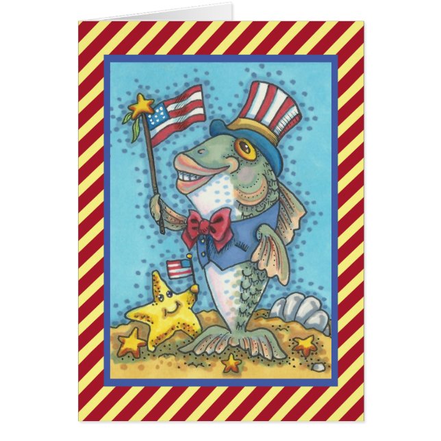 4 juillet PATRIOTIQUE POISSON GREECARD VERSE (Devant)