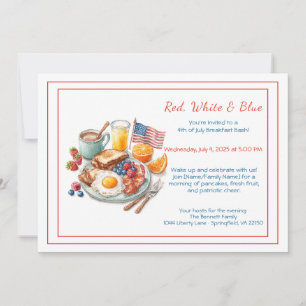4 juillet Petit Déjeuner Invitation - Patriotique