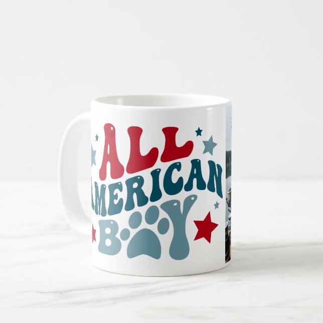4 juillet photo personnalisée Chien Mug (Devant gauche)