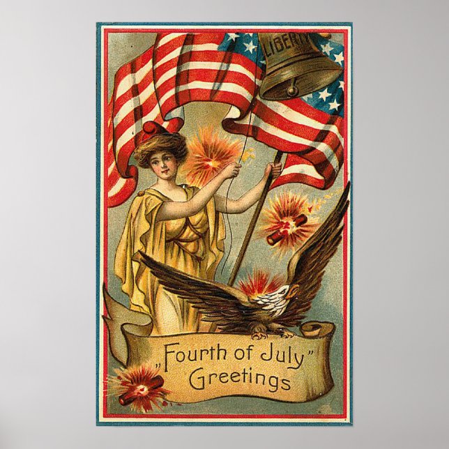4 juillet - Poster d'art Vintage (Devant)