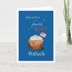 4 juillet Potluck Invitation avec Cupcake