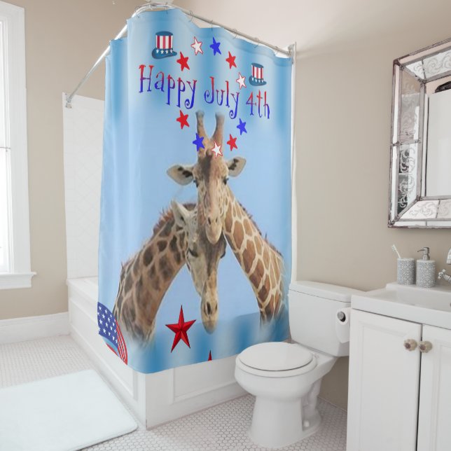 4 juillet rideau de douche Giraffe (En situation)