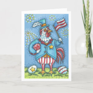 4 juillet ROOSTER, VERRE DE CARTE DE SALUT POULET