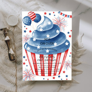 4 juillet Rouge Blanc Bleu Invitation Anniversaire