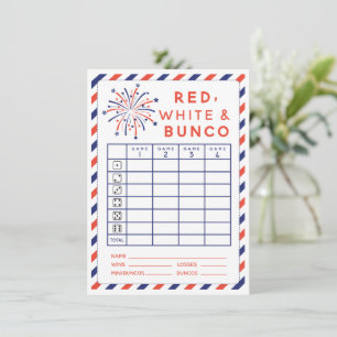 4 juillet Rouge blanc et carte Bunco